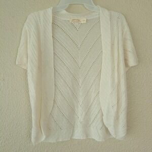 Faded Glory Women's Open Front Short Sleeve Kimono in Beige Sz S‎ Crochet